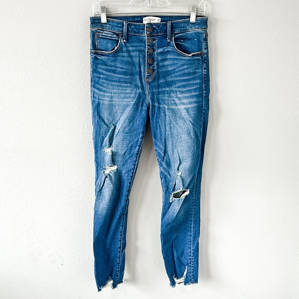 Abercrombie & Fitch The Super Skinny Ankle High Rise Distressed Jeans 29/8 L